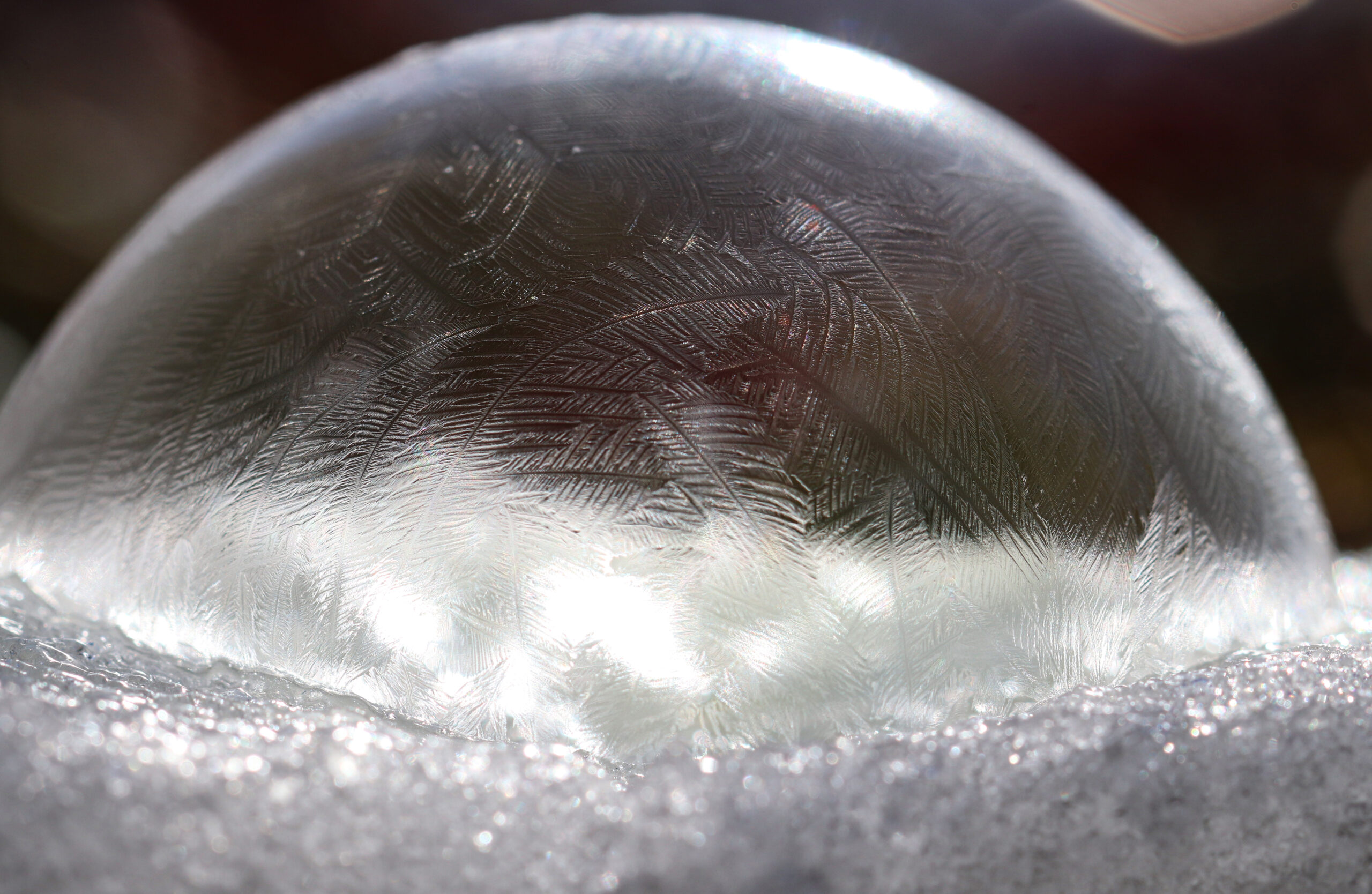Frozen Bubble Macro photo of a soap bubble in the process of freezing
